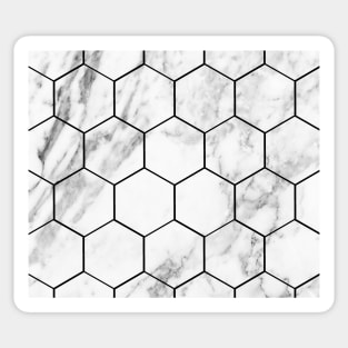 White marble with black geometric beehive Sticker